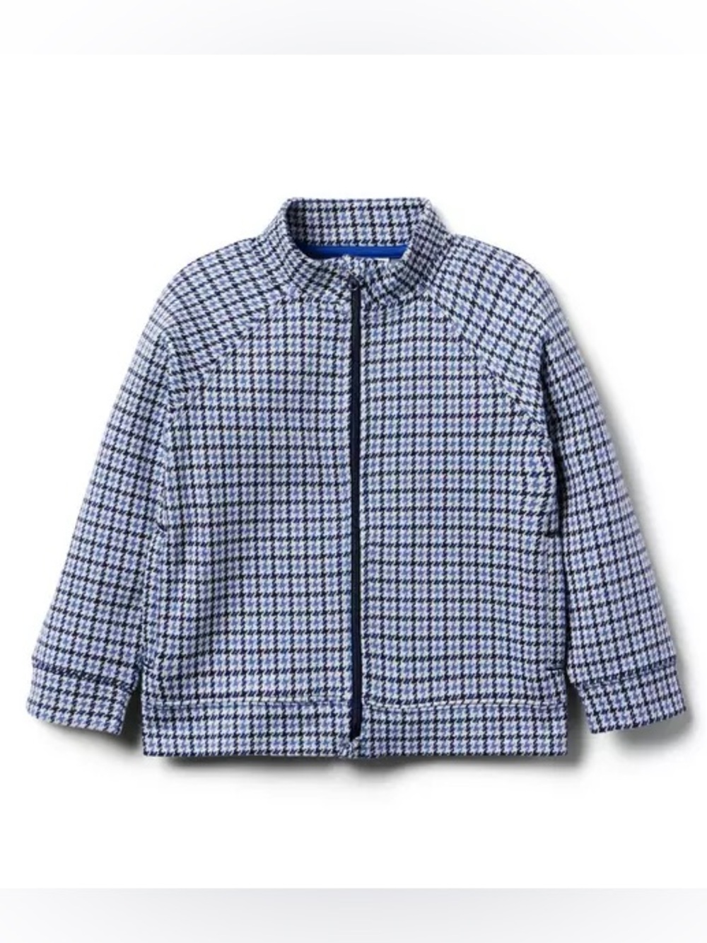 Janie & Jack Boys Blue and White Houndstooth Jacquard Zip Up Jacket size 3T